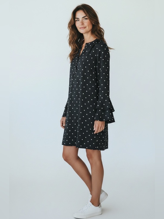 LOFT Dresses & Skirts - LOFT Black Polka Dot Long Sleeve Shift Dress
